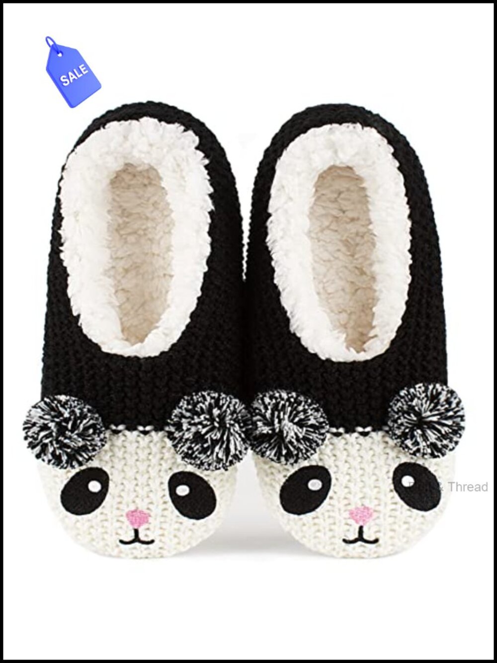 Cute Panda Animal Slippers Non Slip with Sherpa Lining Memory Foam